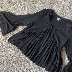 Falls Creek Bell Sleeve V-Neck Swing Top